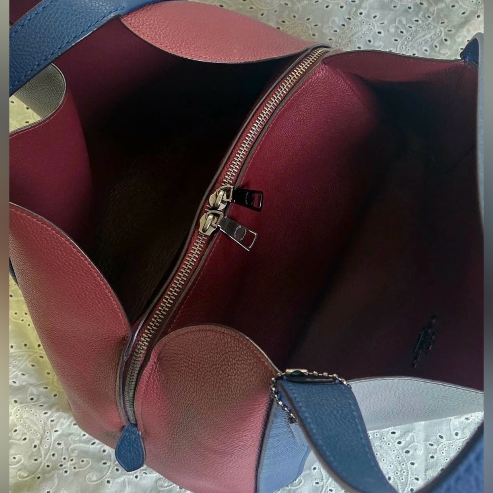 Coach 76088 Hadley Hobo In Colorblock (Baby Blue/Blue/Red) - EUC - Picture 4 of 10